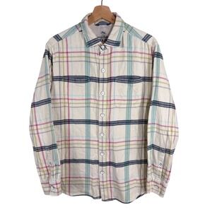 Tommy Bahama Relax Men's Medium Cotton Plaid Button Down Casual Everyday Shirt